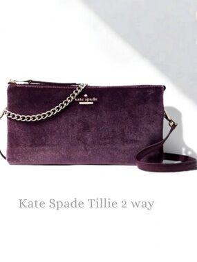 Kate Spade Tillie Velvet Plum Chain Crossbody
Shoulder Bag Two way